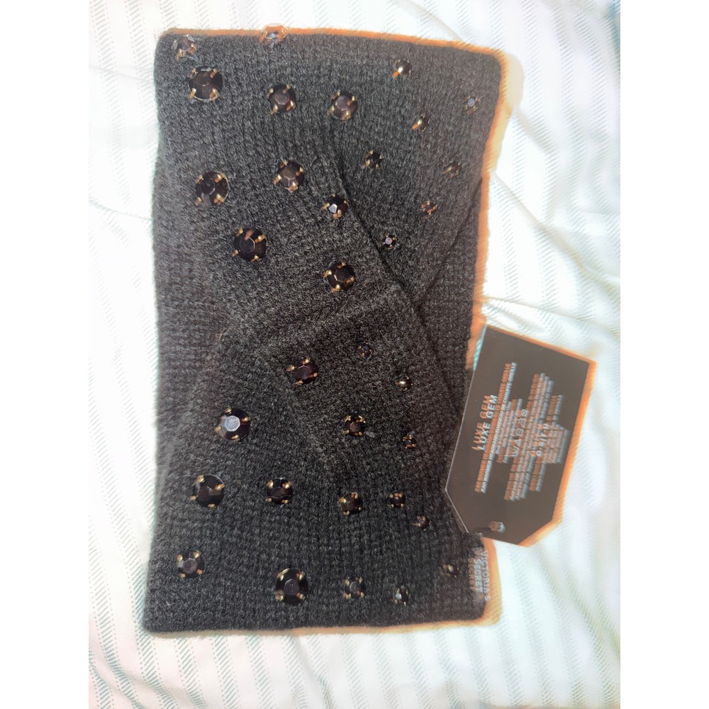 Victoria's Secret Luxe Gem Headband Black  Rhinestone Ear Warmer‎ Victoria